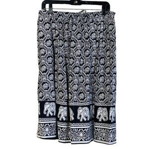 The Vermont Country Store 100% Cotton A-Line Elephant Print Skirt Sz M NWOT